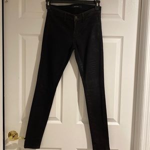 JBrand black skinny coated pants. Low waisted. Size 27.